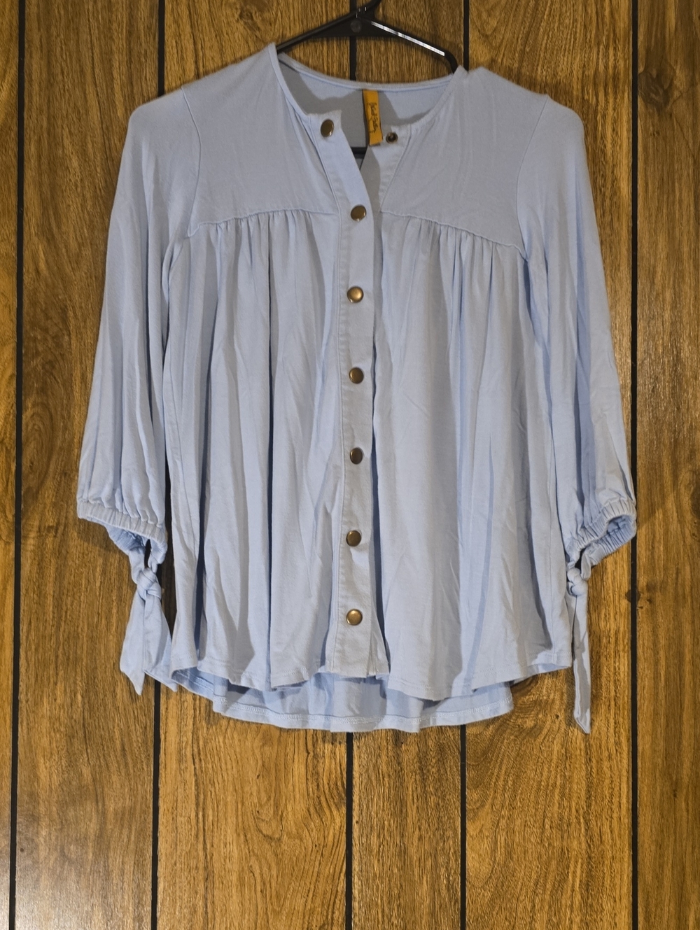 Rachel Pally Light Blue Button-Down Peasant Top